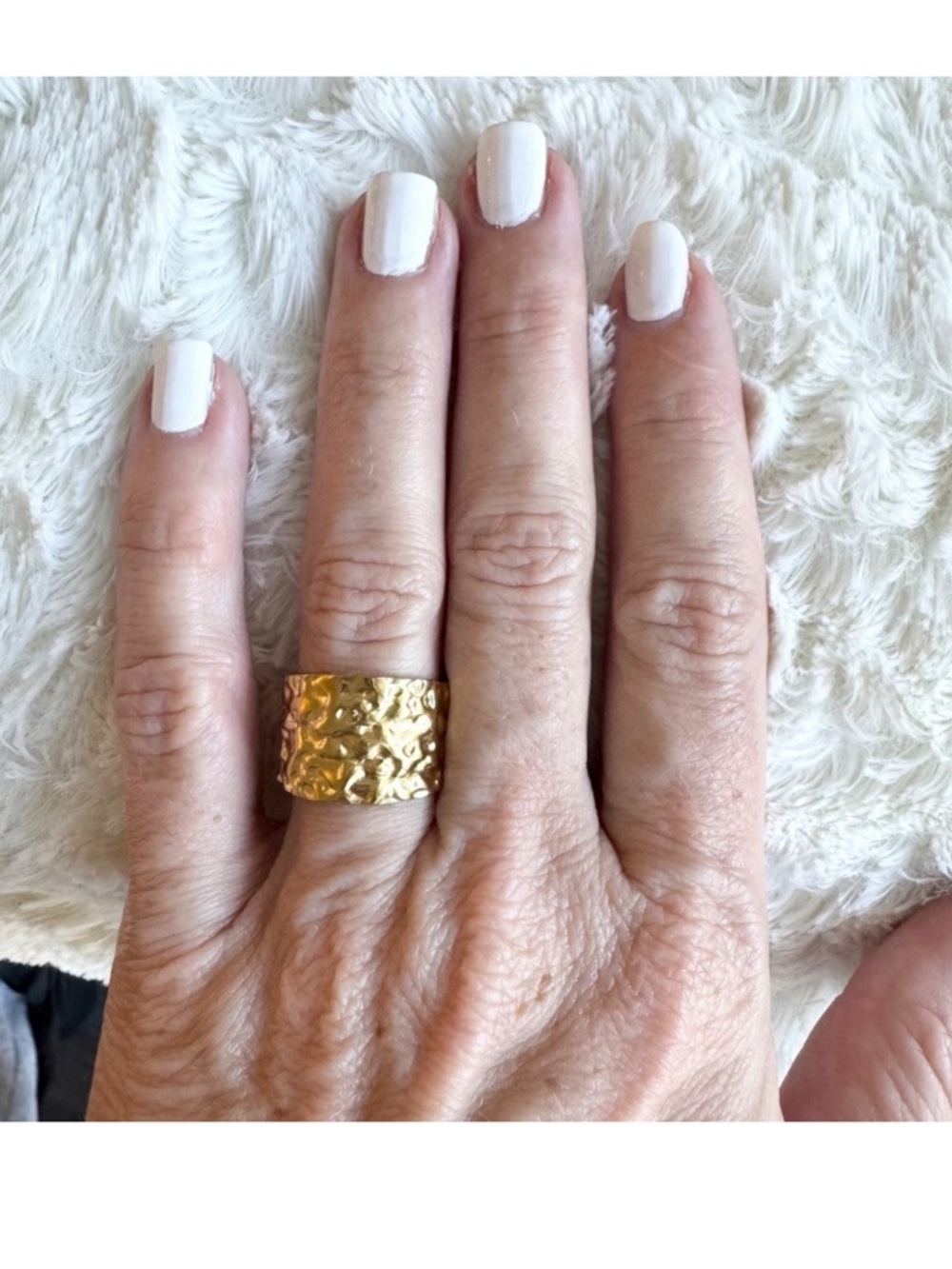 Gold Textured Wide Band Ring Adjustable New